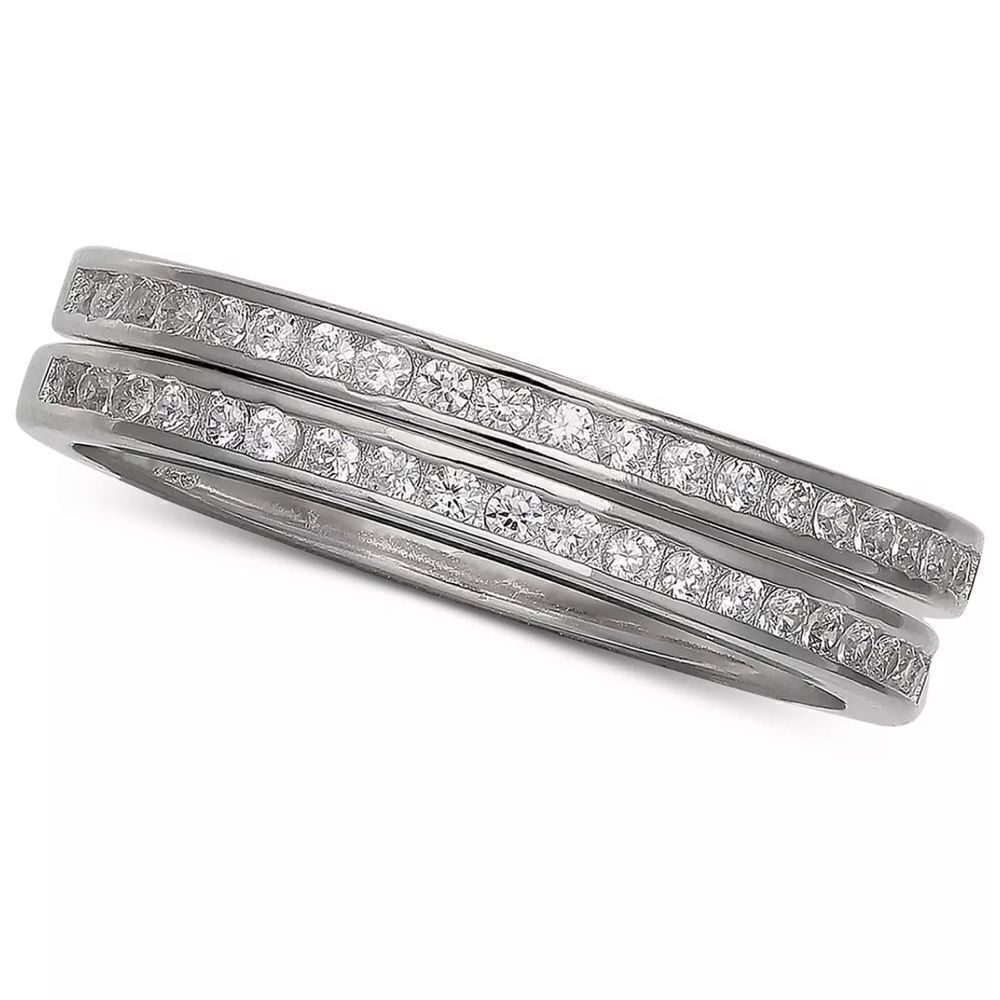 New in box GIANI BERNINI 2-Pc. Set Cubic Zirconia Bands in Sterling Silver